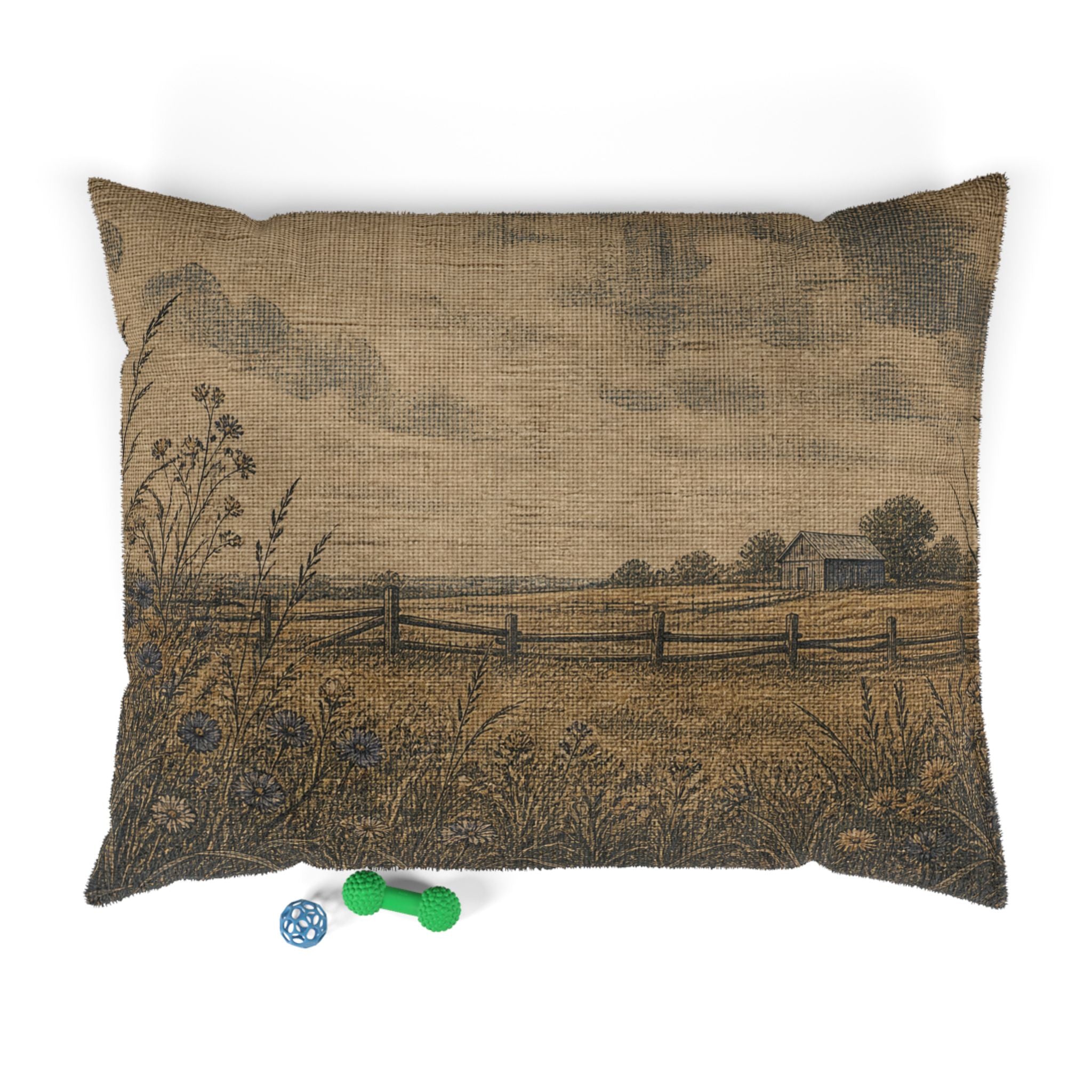 Washable Dog Bed – Linen Field & Barn | Soft Fleece Pet Bed, 3 Sizes