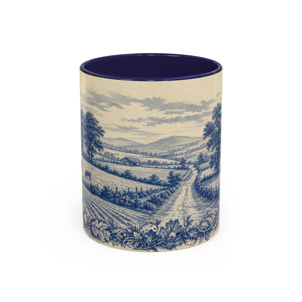 Farmhouse Coffee Mug – Blue Country Transferware | Ceramic Accent Mug, 11oz or 15oz