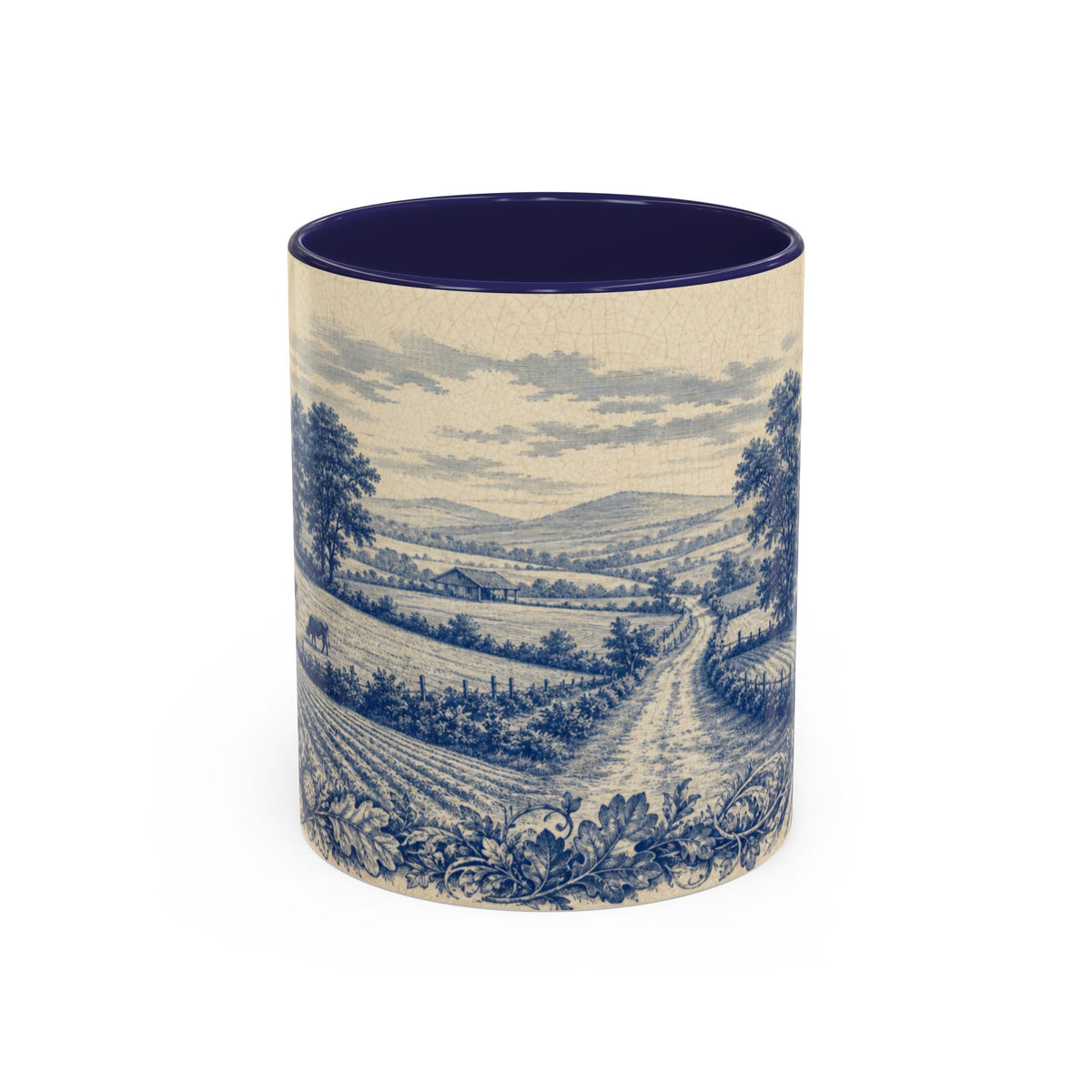 Farmhouse Coffee Mug – Blue Country Transferware | Ceramic Accent Mug, 11oz or 15oz