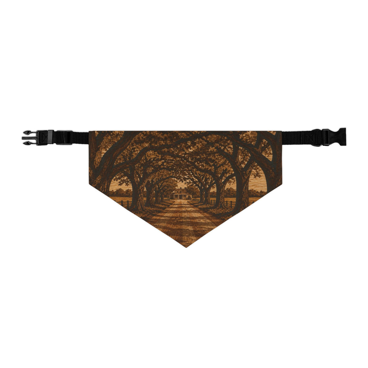 Dog Bandana Collar – Marquetry Live-Oak Lane | Machine-Washable, S–XL