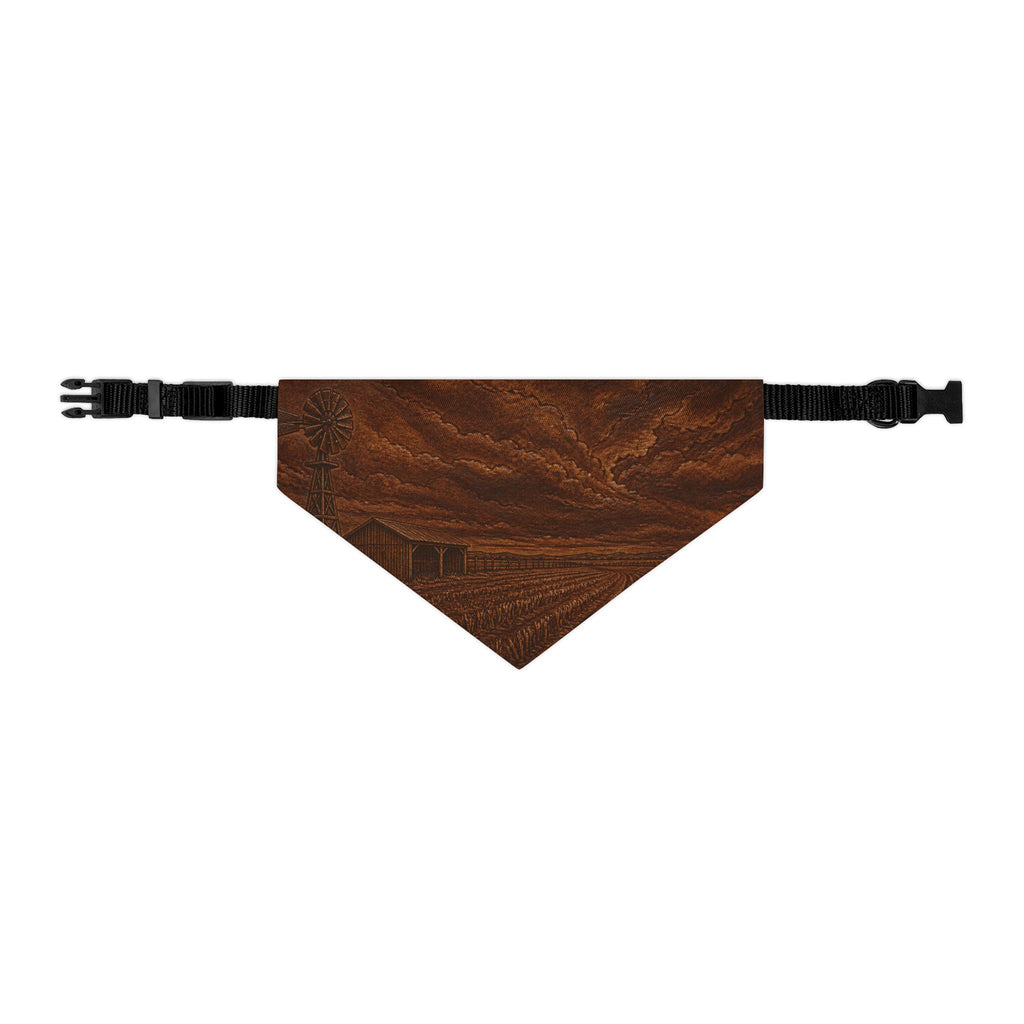 Windmill Dog Bandana Collar – Embossed Leather Windmill | Machine-Washable, S–XL