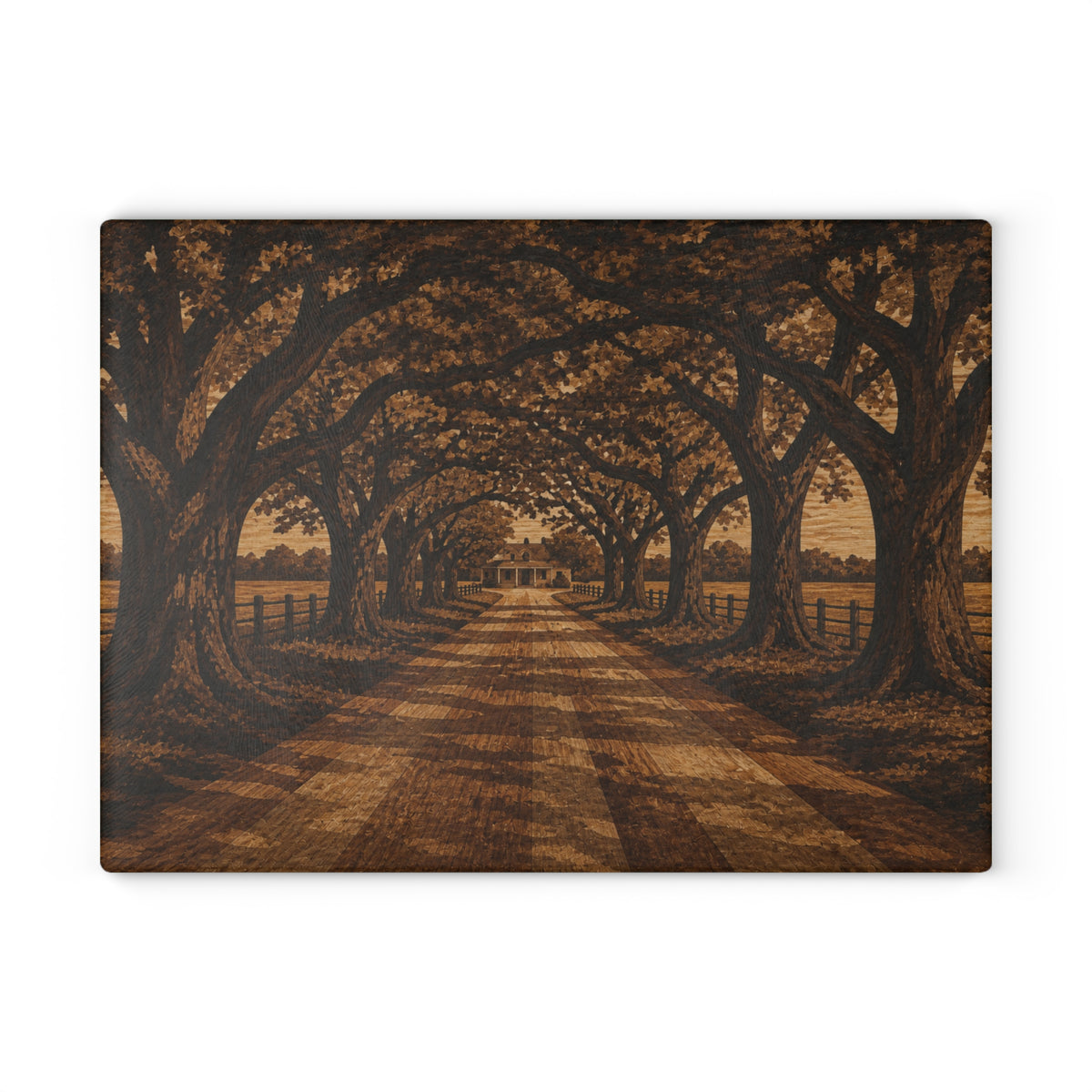 Glass Cutting Board – Marquetry Live-Oak Lane | Tempered Glass Charcuterie & Serving Board