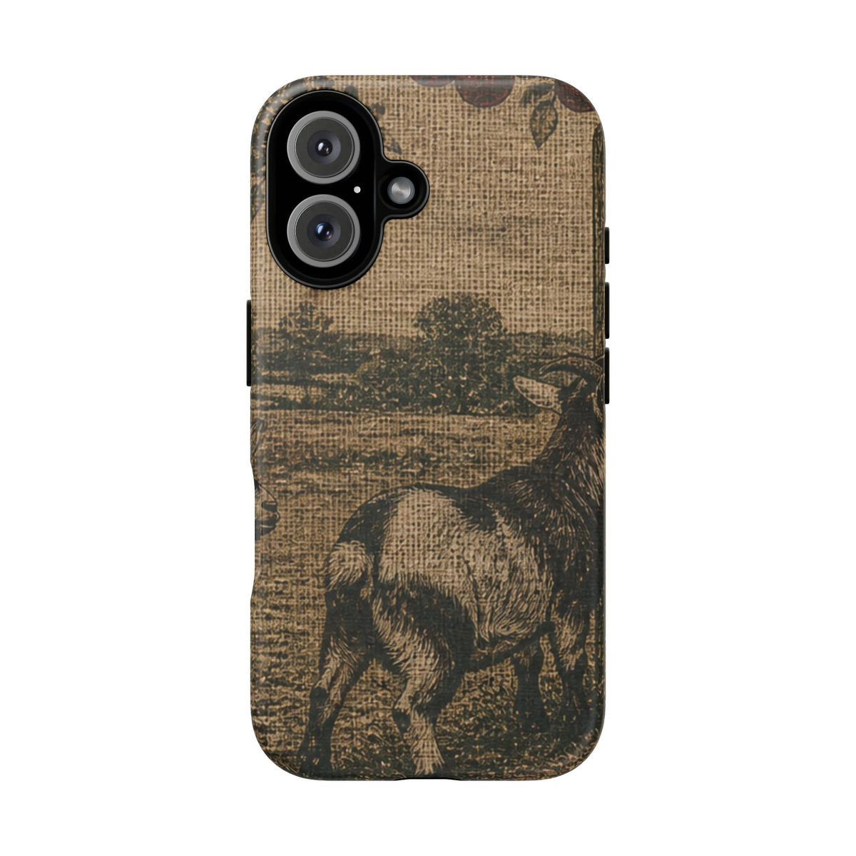 Goat iPhone Case – Pygmy Goats - Grain-Sack Orchard Gate | Tough Dual-Layer Case, iPhone 11–17