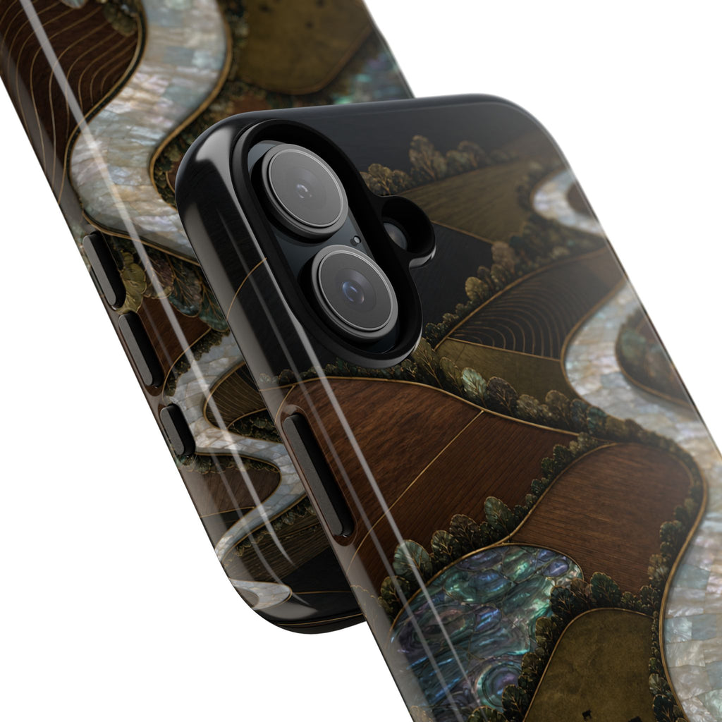 iPhone Case – River Fields Mother of Pearl | Tough Dual-Layer Case, iPhone 11–17
