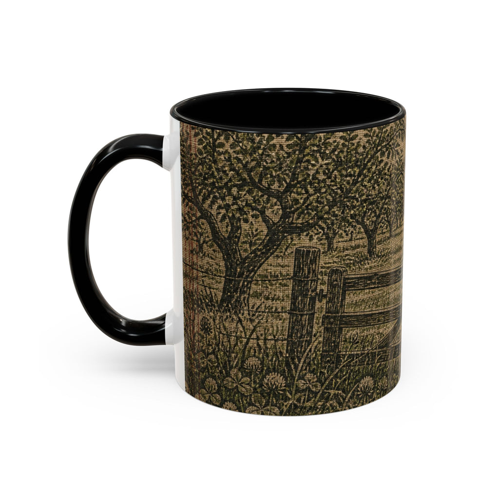 Farmhouse Coffee Mug – Grain-Sack Orchard Gate | Ceramic Accent Mug, 11oz or 15oz