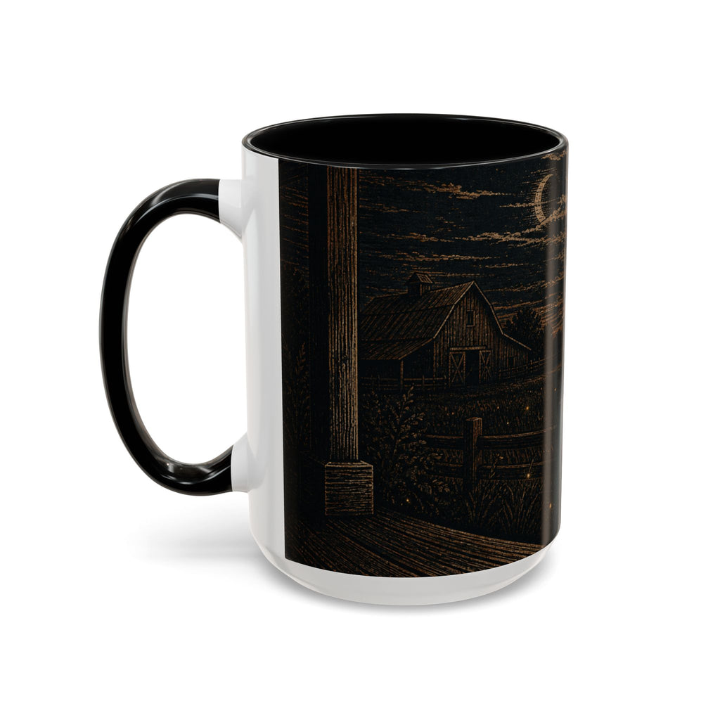 Firefly Farmhouse Coffee Mug – Night Linocut Fireflies | Ceramic Accent Mug, 11oz or 15oz