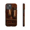 Draft Horse iPhone Case – Draft Horses at the Fence Tooled Leather | Tough Dual-Layer Case, iPhone 11–17