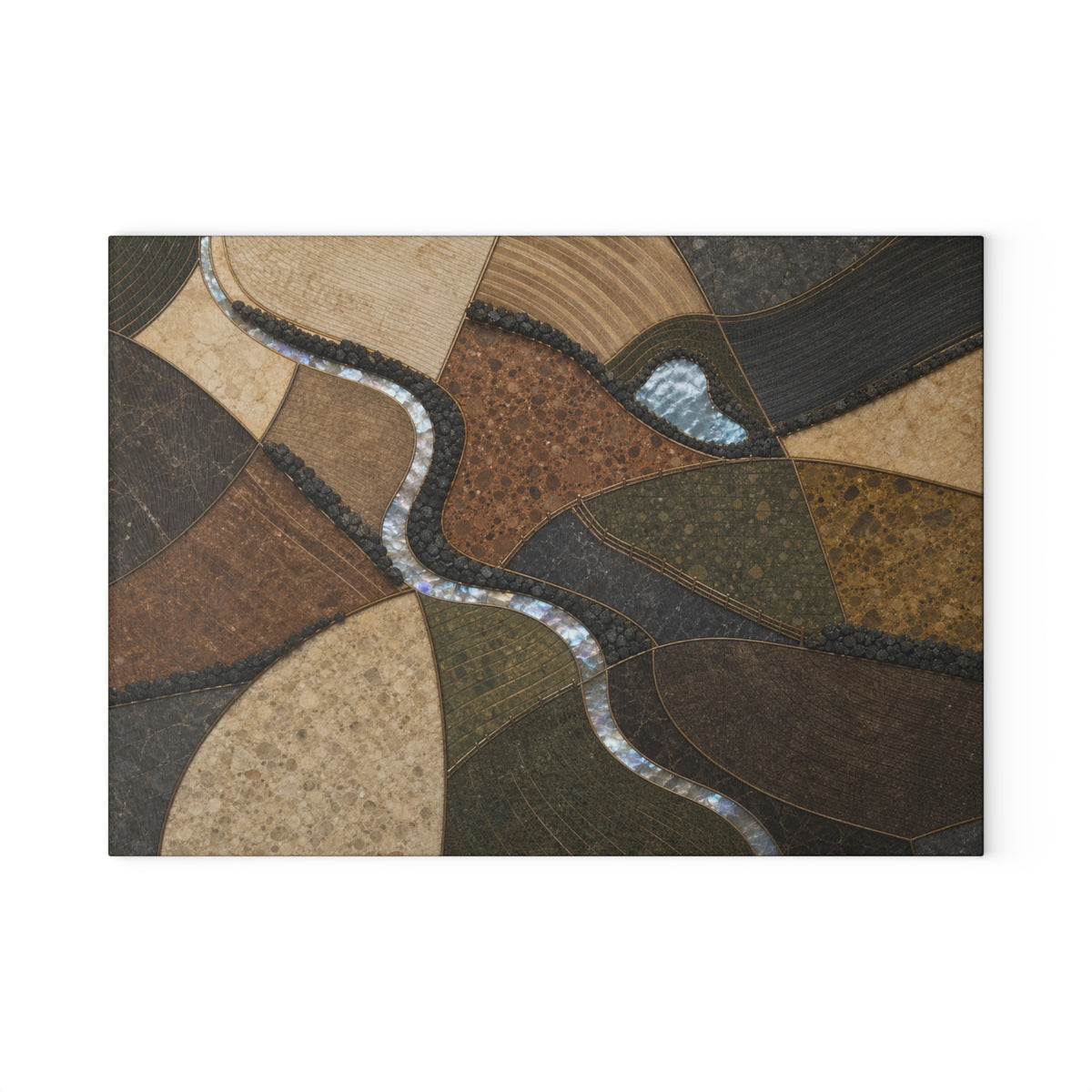 Glass Cutting Board – Field Mosaic | Tempered Glass Charcuterie & Serving Board