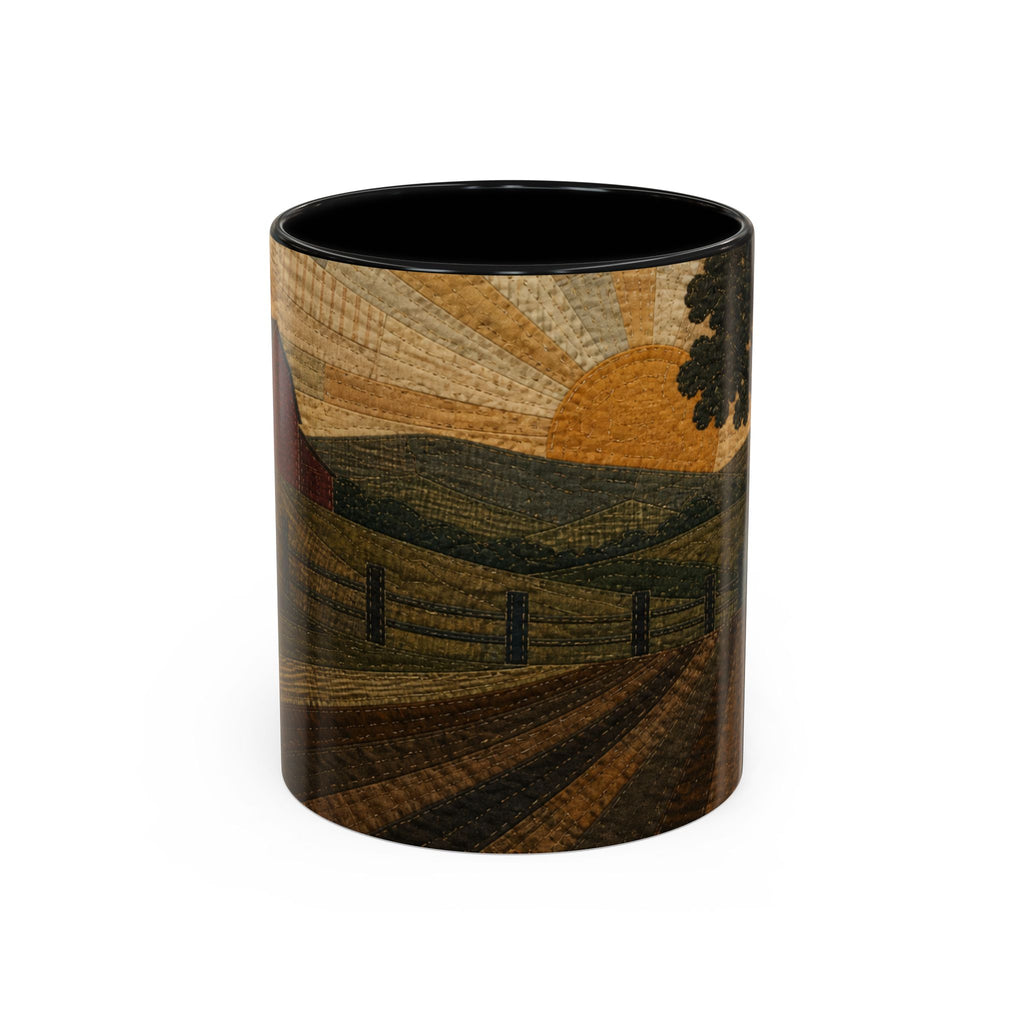 Farmhouse Coffee Mug – Quilted Pasture Sunset | Ceramic Accent Mug, 11oz or 15oz