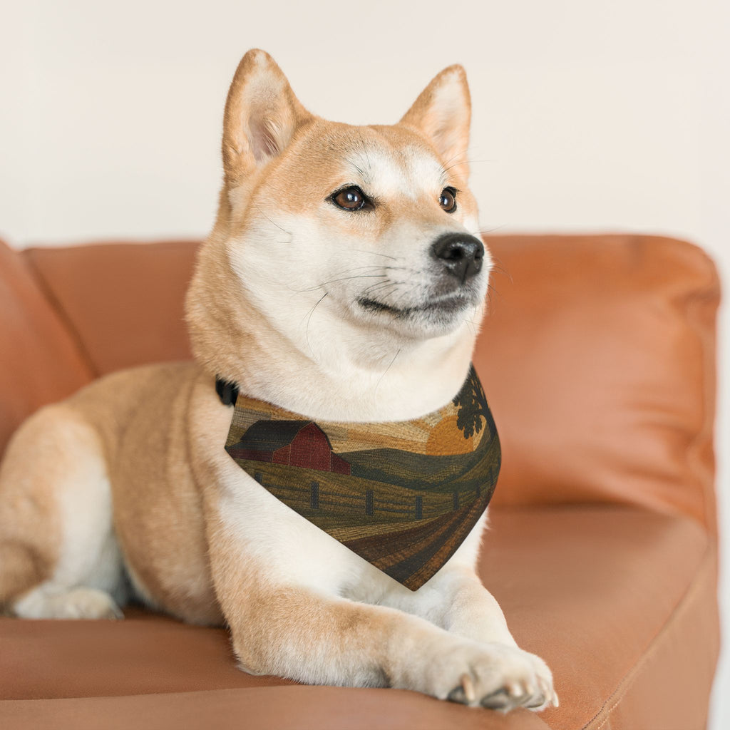 Dog Bandana Collar – Quilted Pasture Sunset | Machine-Washable, S–XL