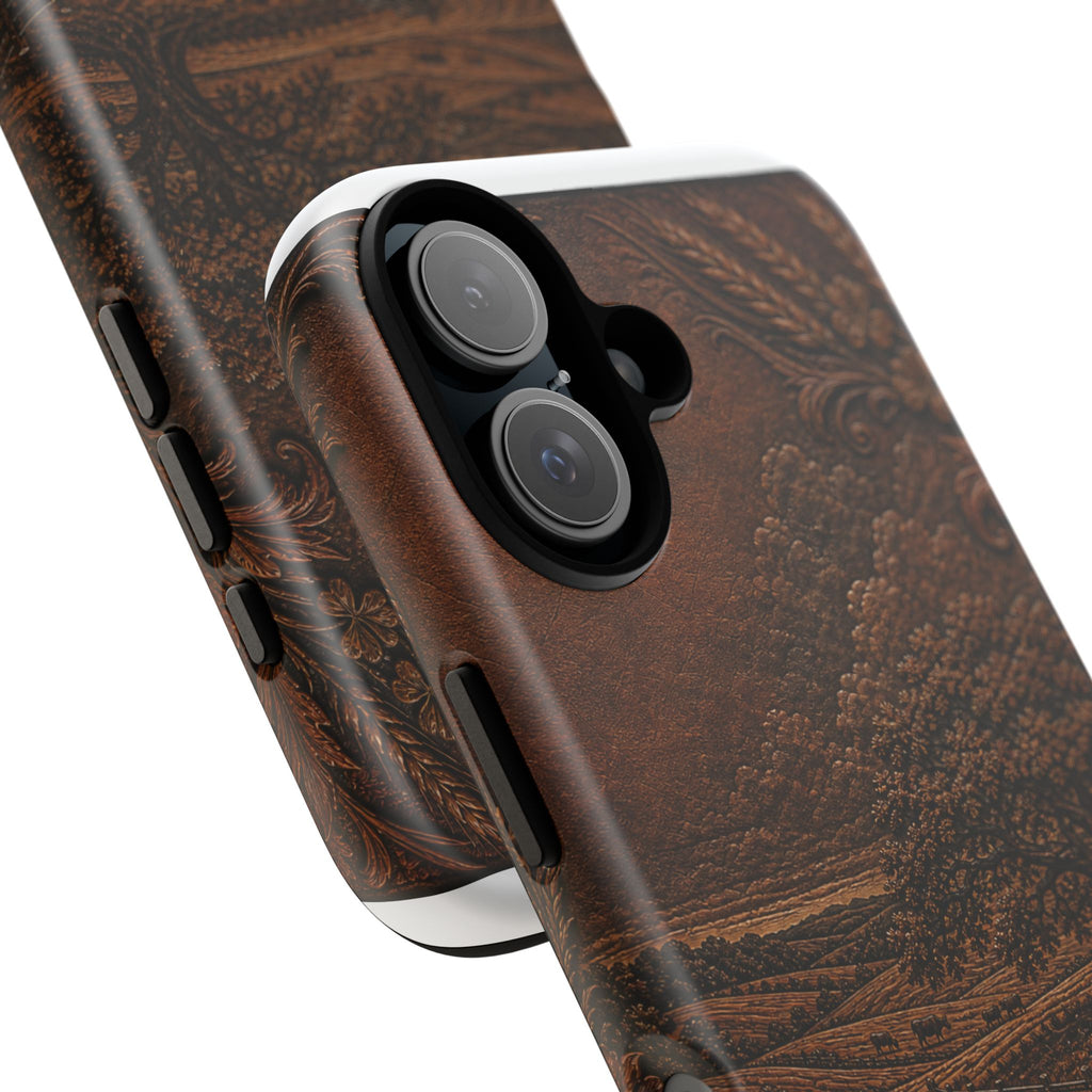 iPhone Case – Tooled Field Landscape | Tough Dual-Layer Case, iPhone 11–17