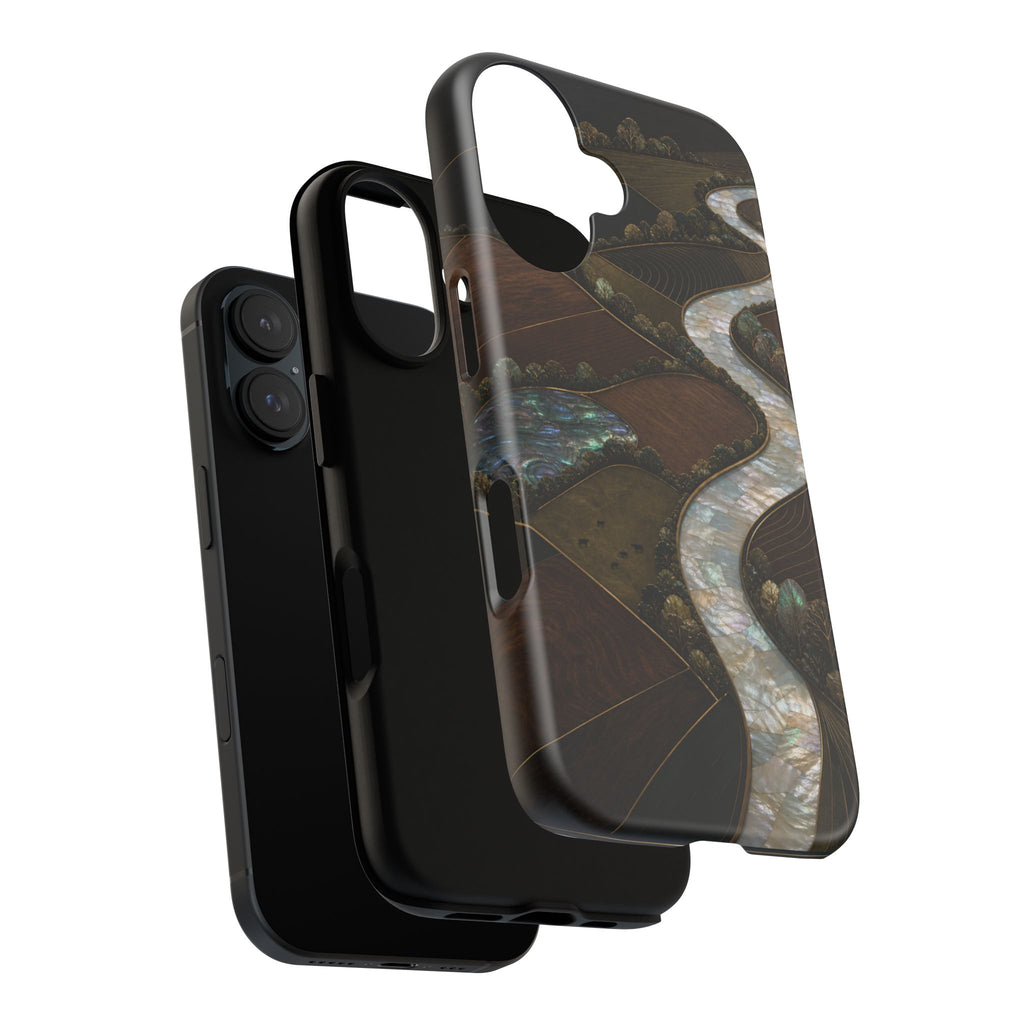 iPhone Case – River Fields Mother of Pearl | Tough Dual-Layer Case, iPhone 11–17