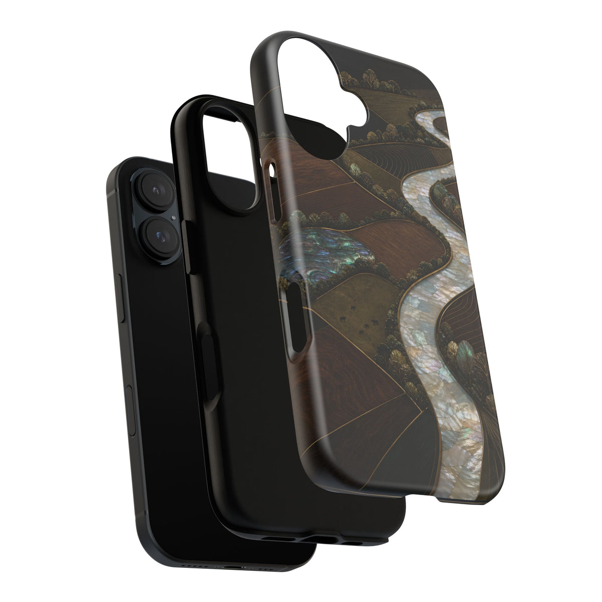 iPhone Case – River Fields Mother of Pearl | Tough Dual-Layer Case, iPhone 11–17