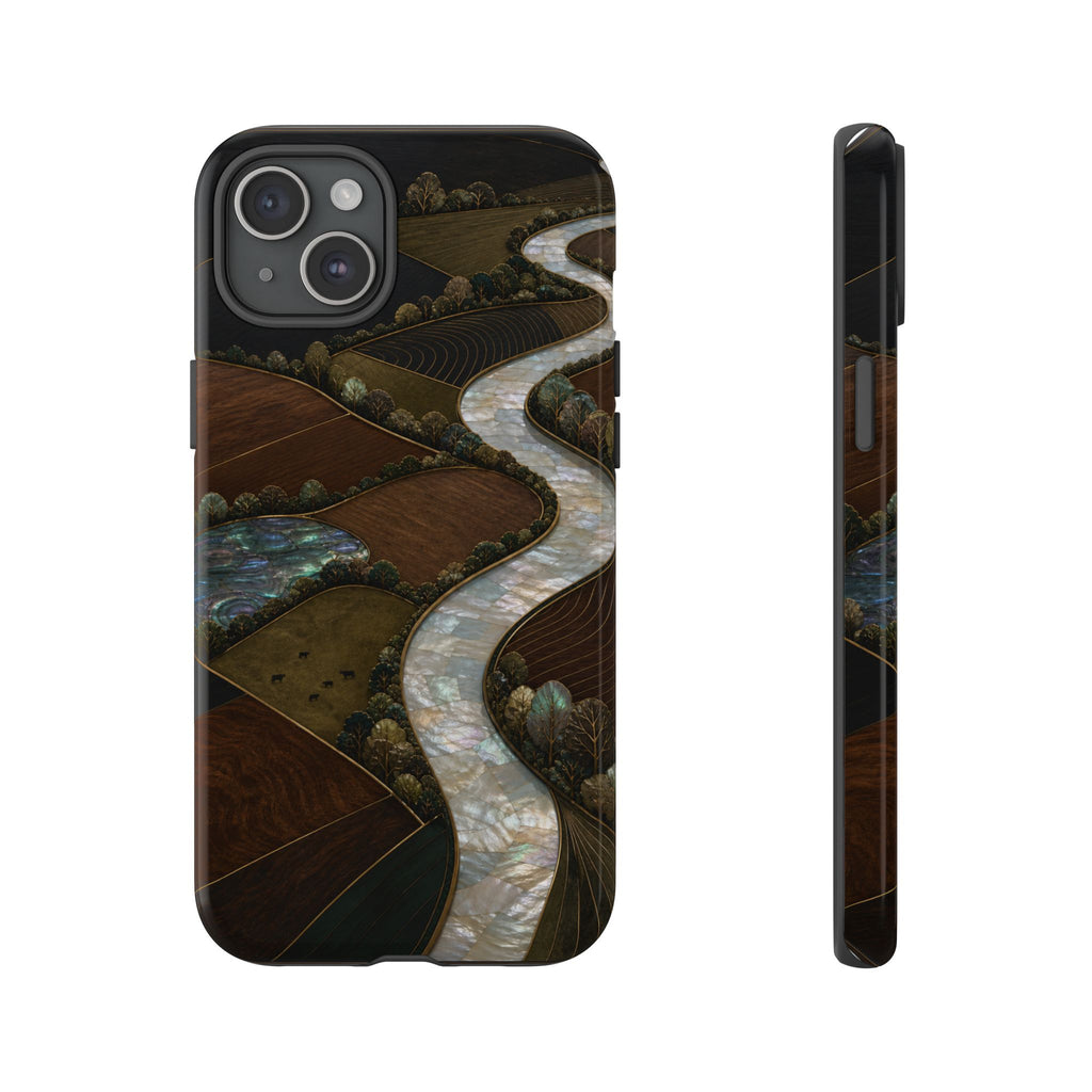 iPhone Case – River Fields Mother of Pearl | Tough Dual-Layer Case, iPhone 11–17
