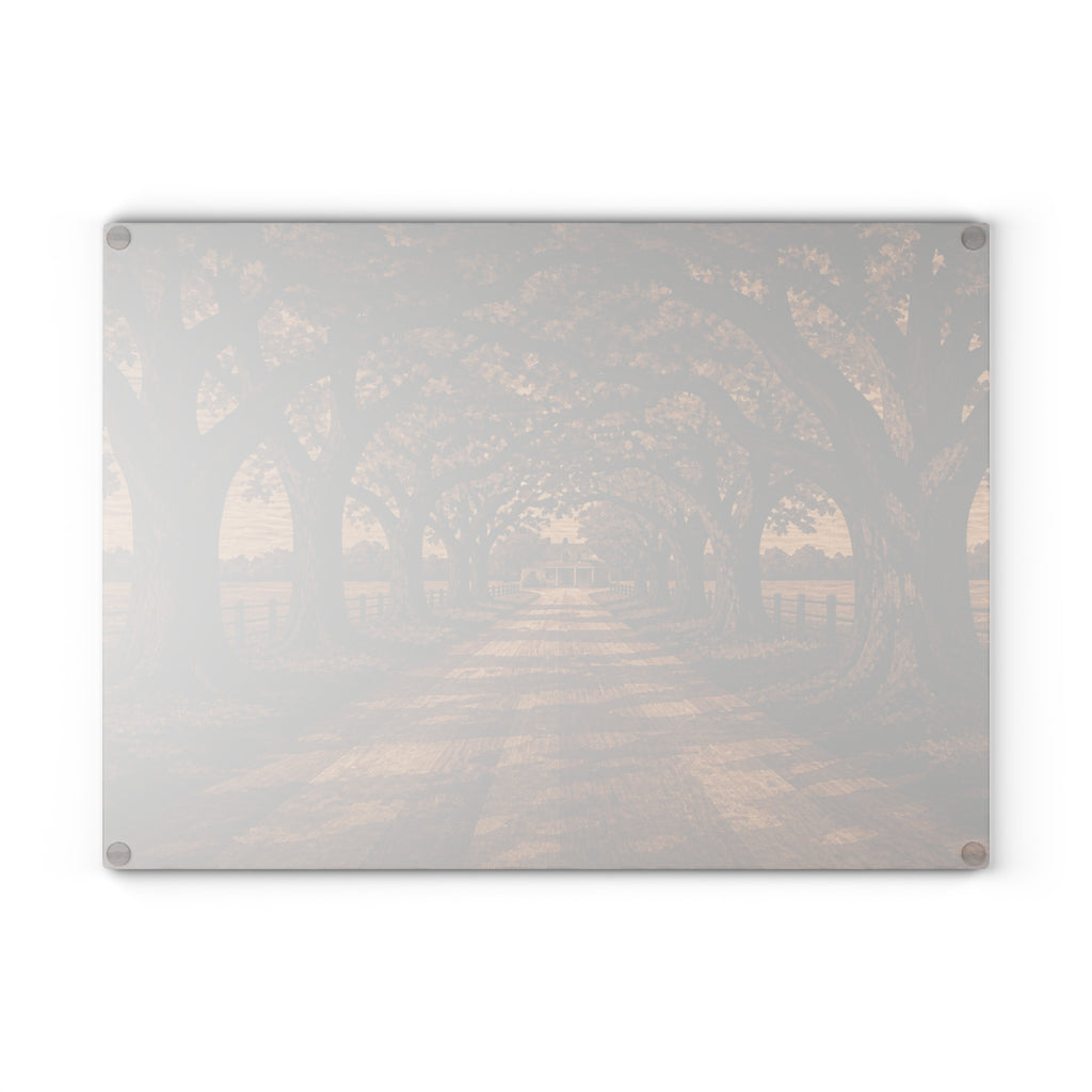 Glass Cutting Board – Marquetry Live-Oak Lane | Tempered Glass Charcuterie & Serving Board