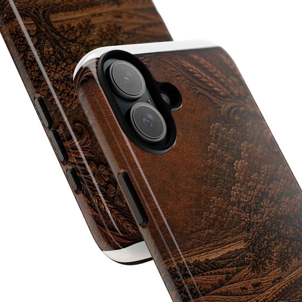 iPhone Case – Tooled Field Landscape | Tough Dual-Layer Case, iPhone 11–17