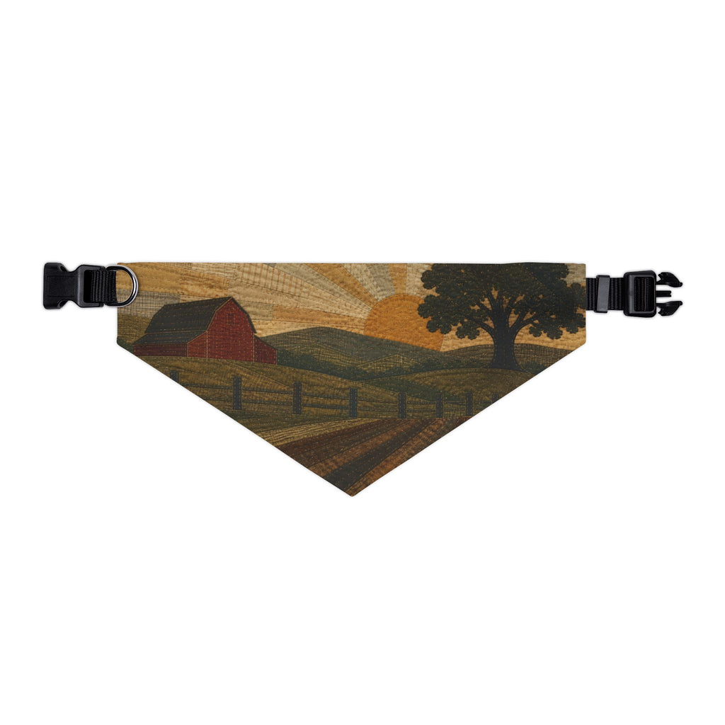 Dog Bandana Collar – Quilted Pasture Sunset | Machine-Washable, S–XL