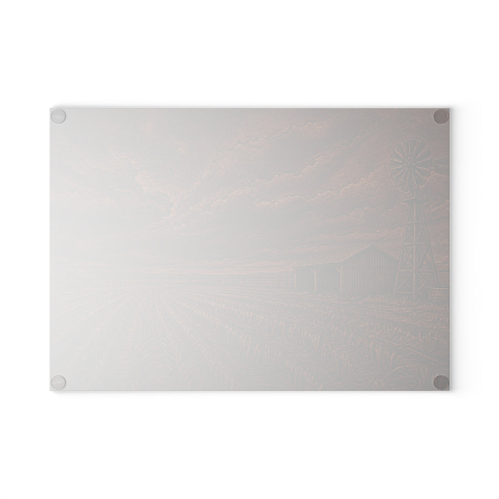 Windmill Glass Cutting Board – Embossed Leather Windmill | Tempered Glass Charcuterie & Serving Board