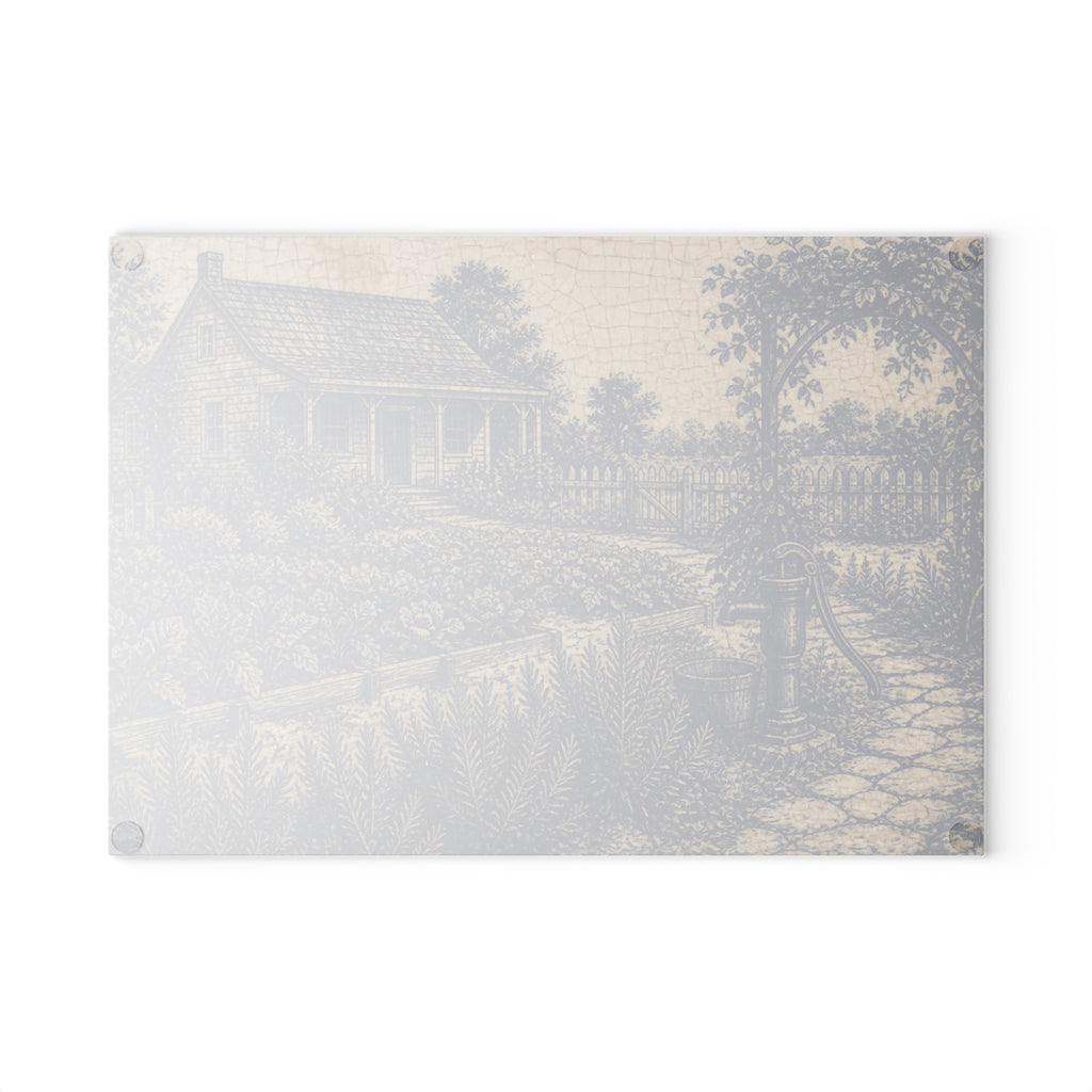 Glass Cutting Board – Transferware Kitchen Garden | Tempered Glass Charcuterie & Serving Board