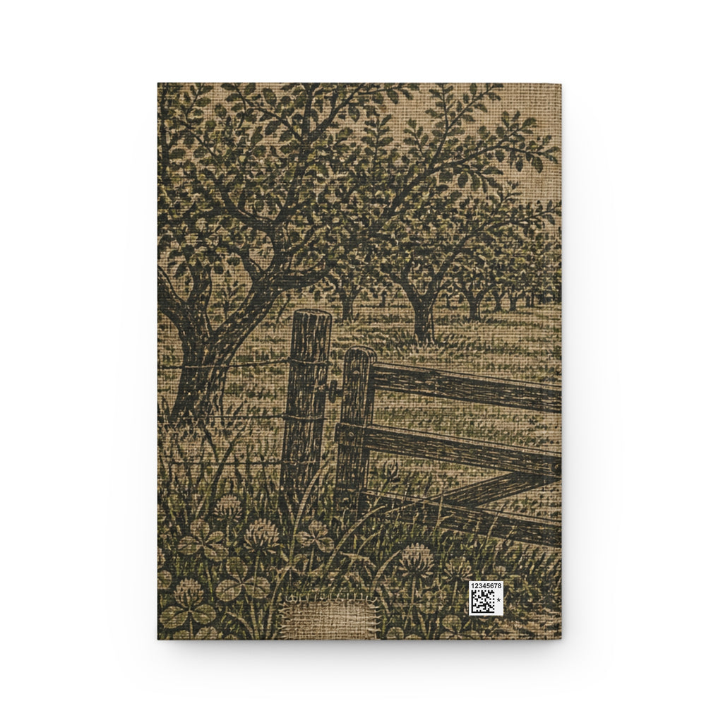 Hardcover Lined Journal – Grain-Sack Orchard Gate | 150-Page Notebook, 5.75x8