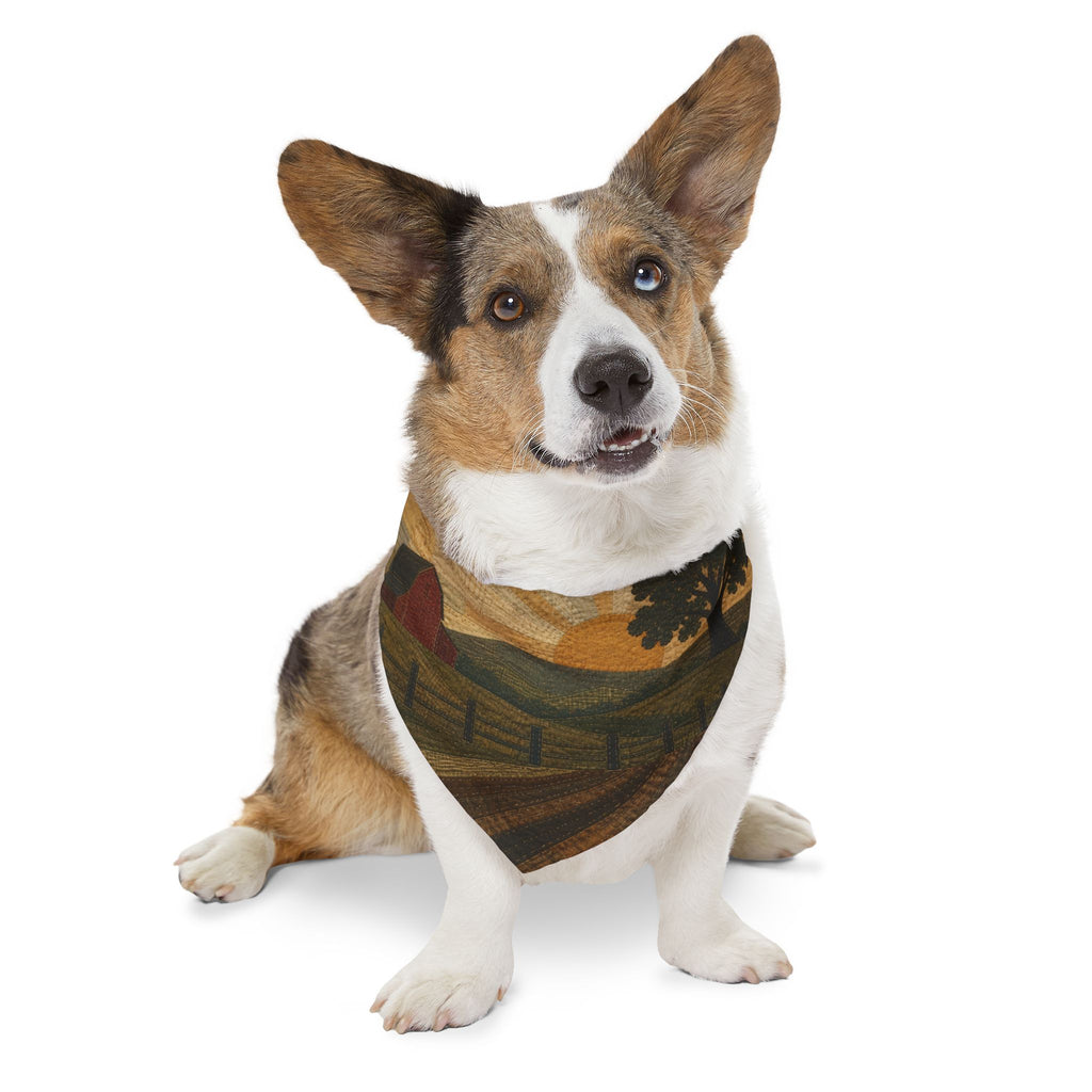 Dog Bandana Collar – Quilted Pasture Sunset | Machine-Washable, S–XL