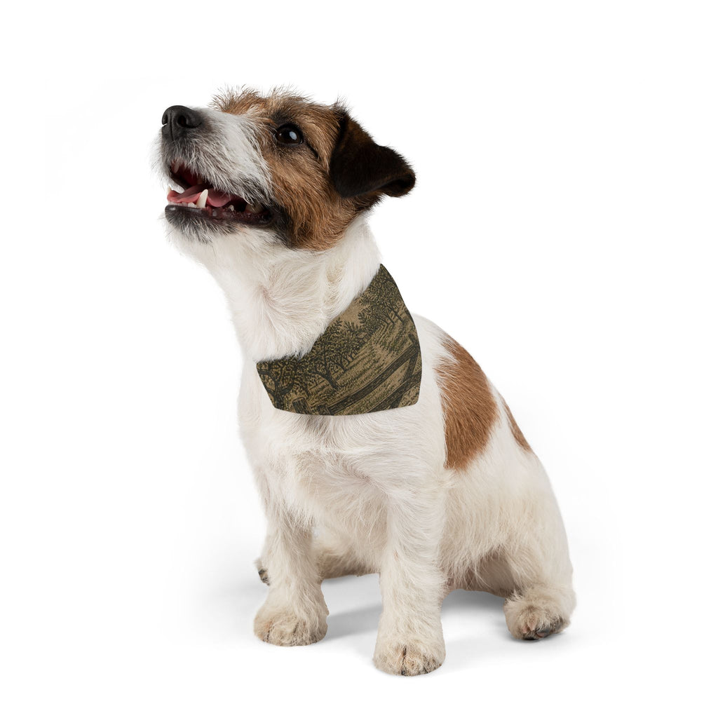Dog Bandana Collar – Grain-Sack Orchard Gate | Machine-Washable, S–XL