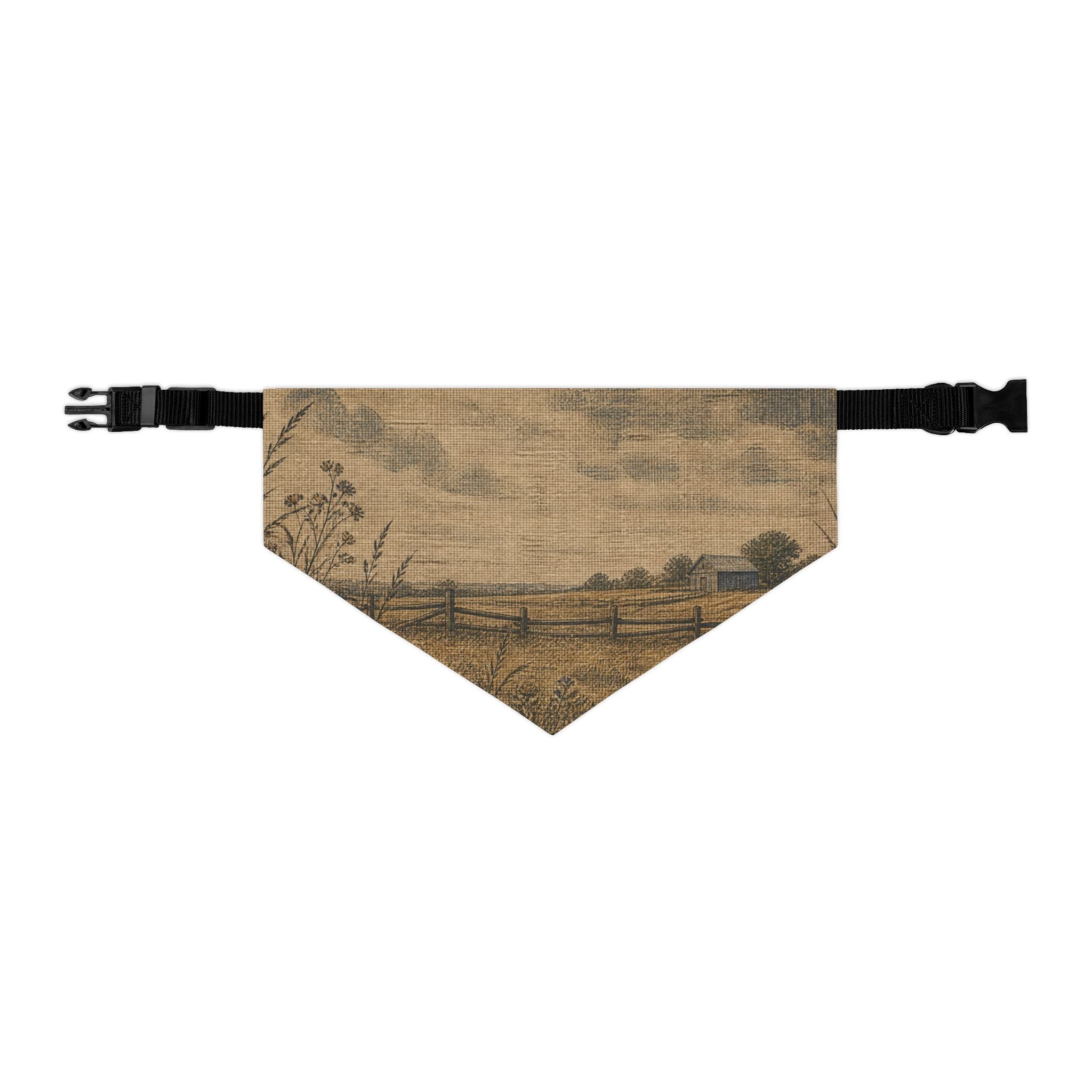 Dog Bandana Collar – Linen Field & Barn | Machine-Washable, S–XL