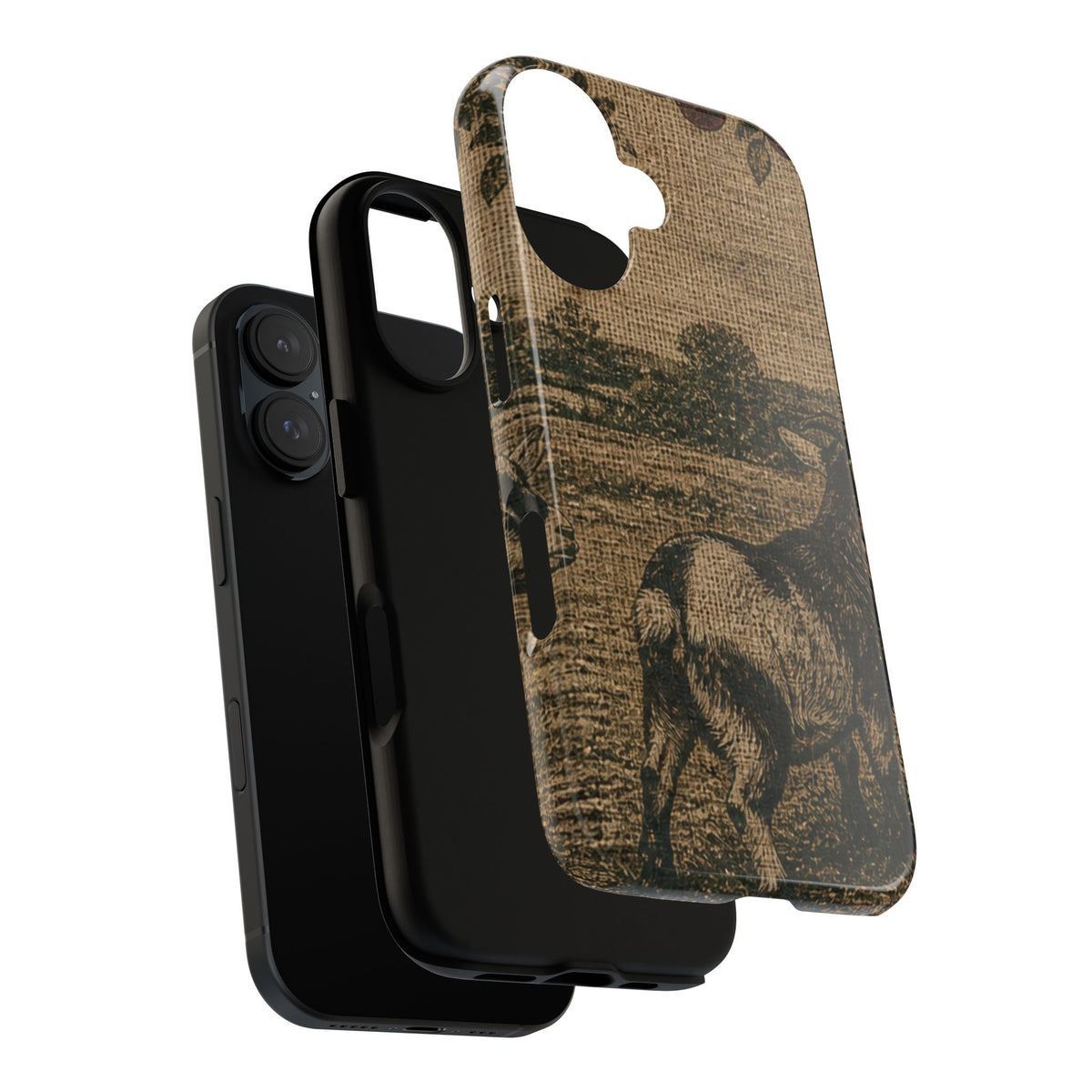 Goat iPhone Case – Pygmy Goats - Grain-Sack Orchard Gate | Tough Dual-Layer Case, iPhone 11–17