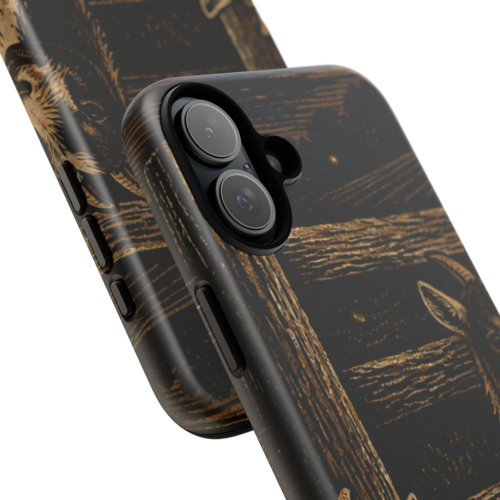 Goat iPhone Case – Pygmy Goats - Night Linocut Fireflies | Tough Dual-Layer Case, iPhone 11–17