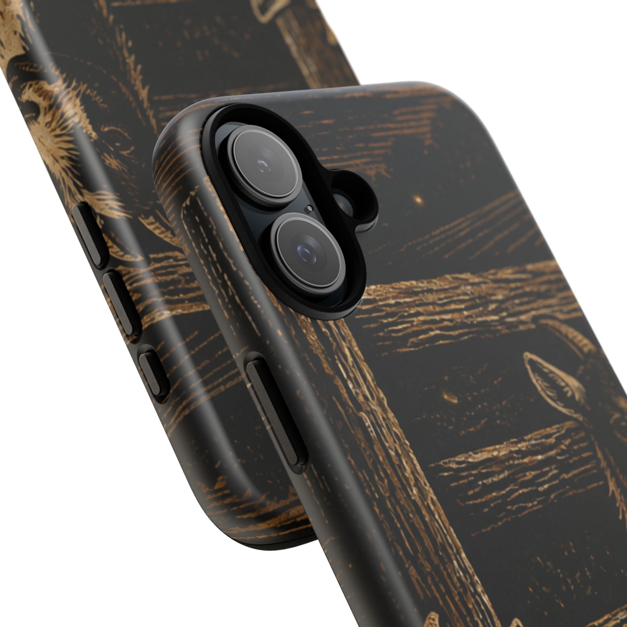 Goat iPhone Case – Pygmy Goats - Night Linocut Fireflies | Tough Dual-Layer Case, iPhone 11–17