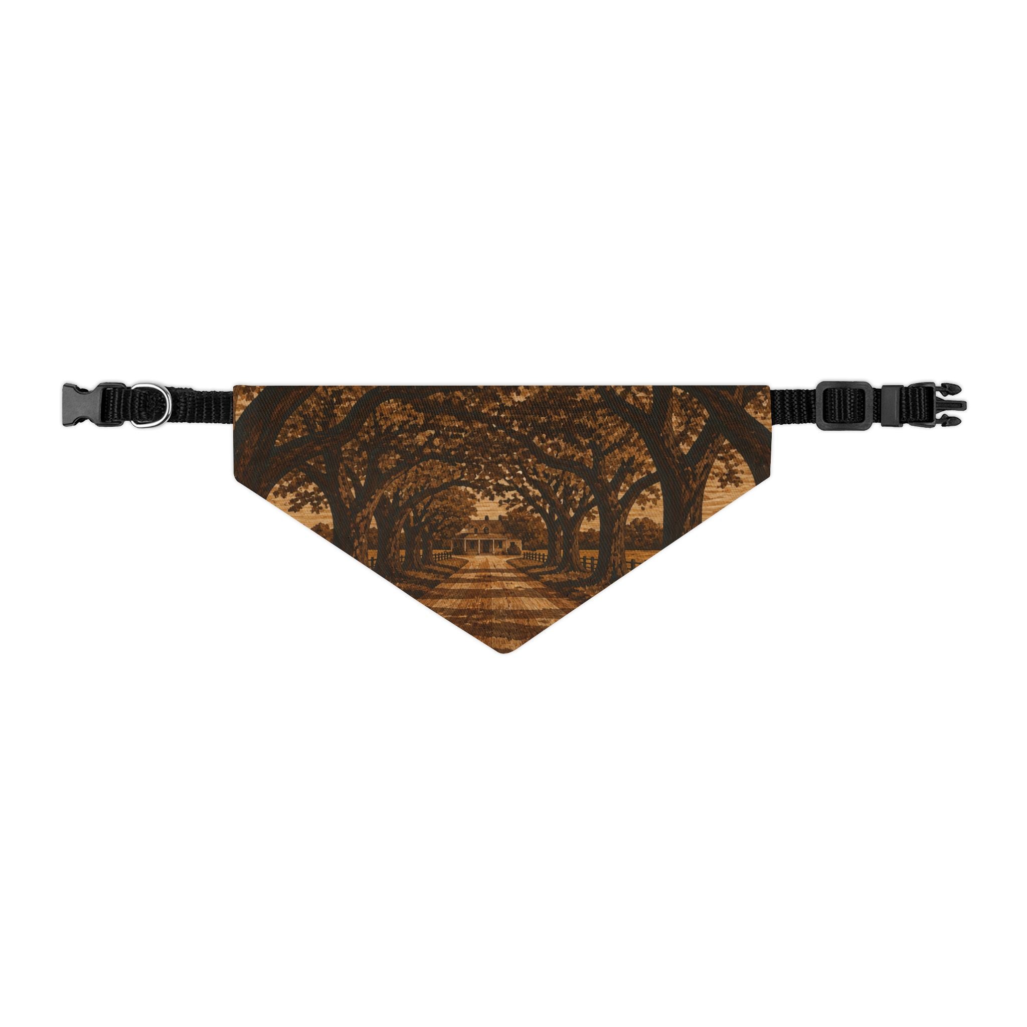 Dog Bandana Collar – Marquetry Live-Oak Lane | Machine-Washable, S–XL