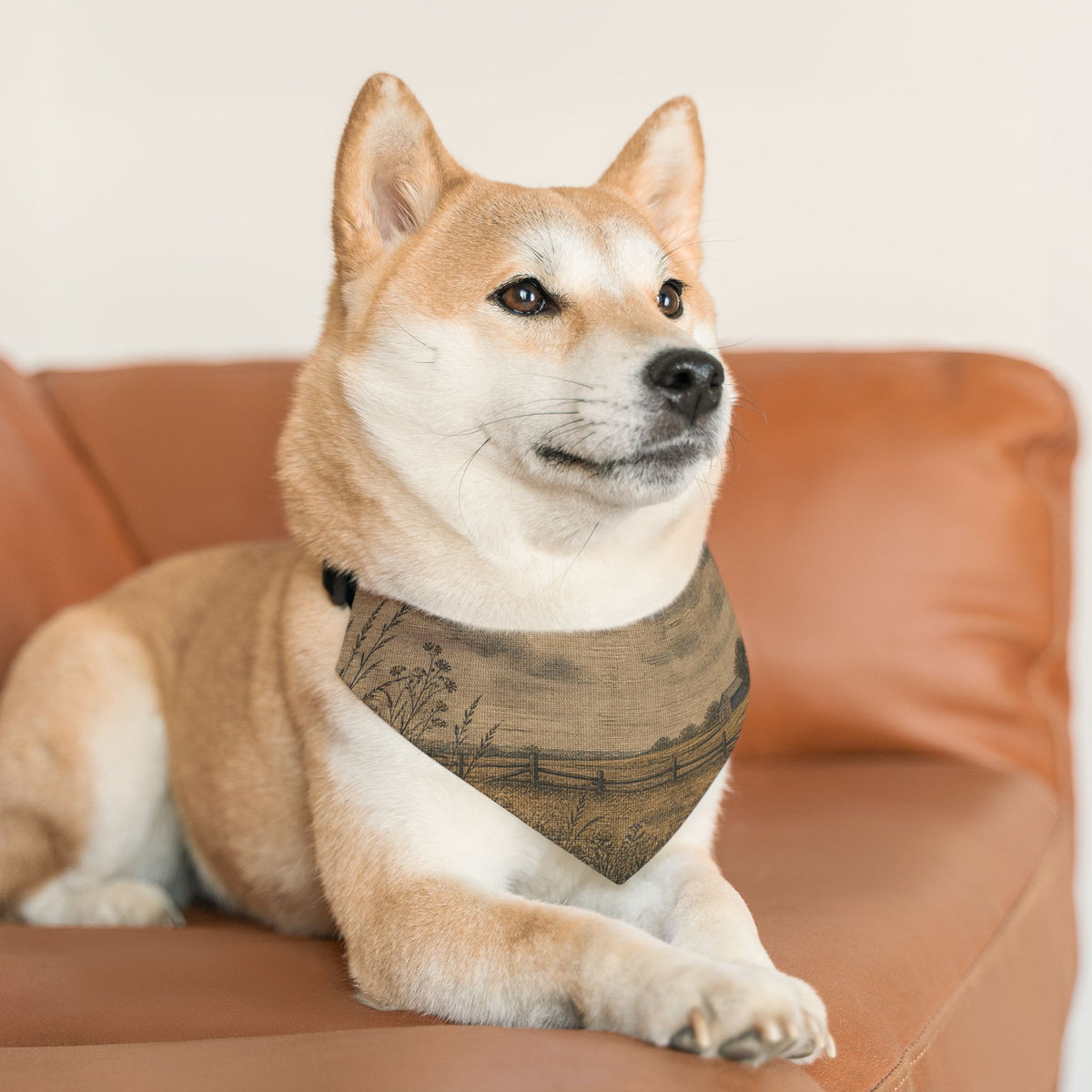 Dog Bandana Collar – Linen Field & Barn | Machine-Washable, S–XL