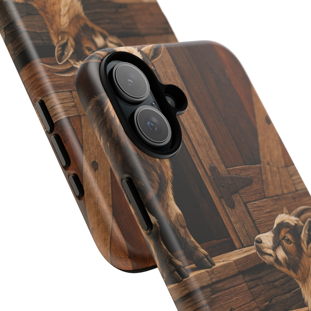 Goat iPhone Case – Pygmy Goats - Marquetry Barn Steps | Tough Dual-Layer Case, iPhone 11–17