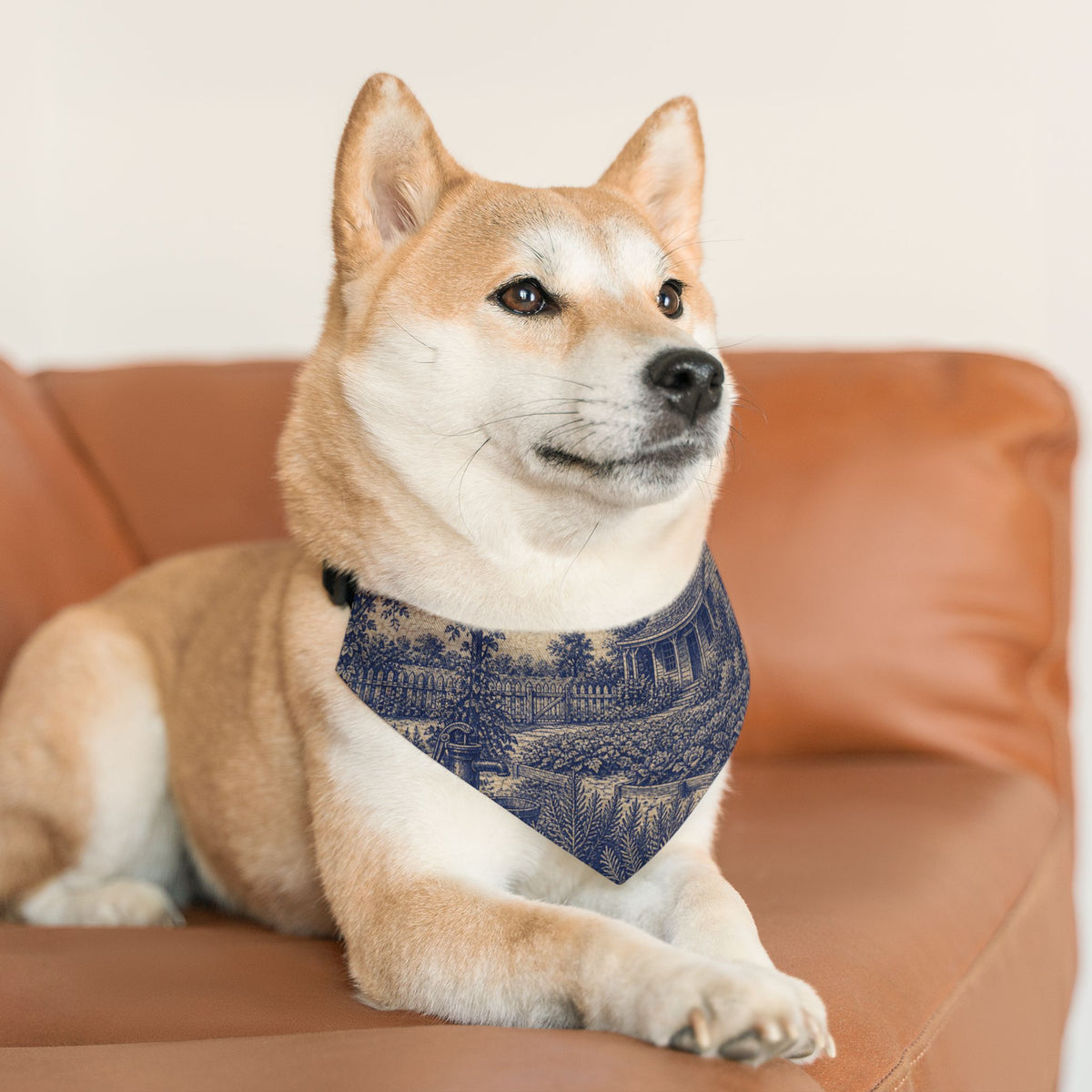 Dog Bandana Collar – Transferware Kitchen Garden | Machine-Washable, S–XL