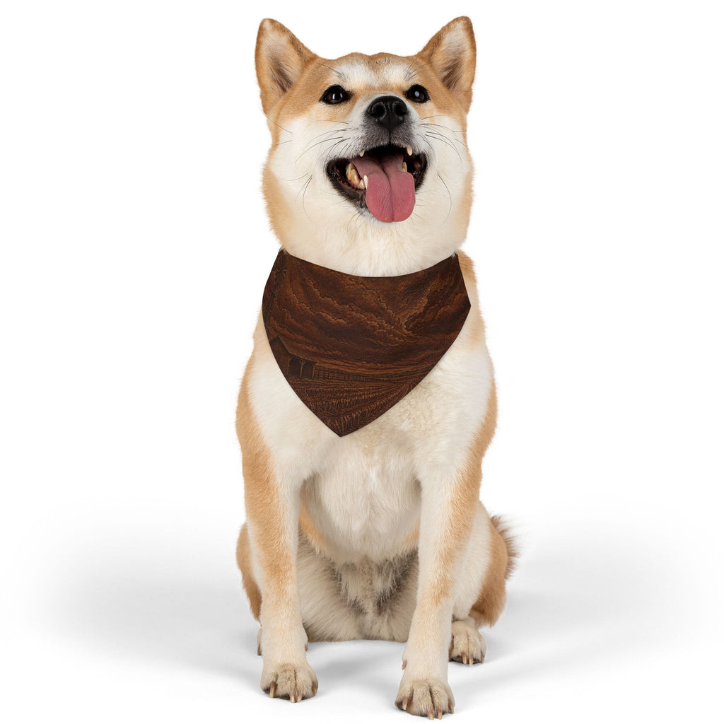 Windmill Dog Bandana Collar – Embossed Leather Windmill | Machine-Washable, S–XL