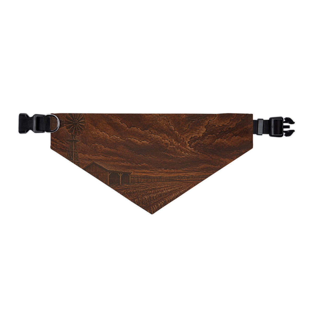 Windmill Dog Bandana Collar – Embossed Leather Windmill | Machine-Washable, S–XL