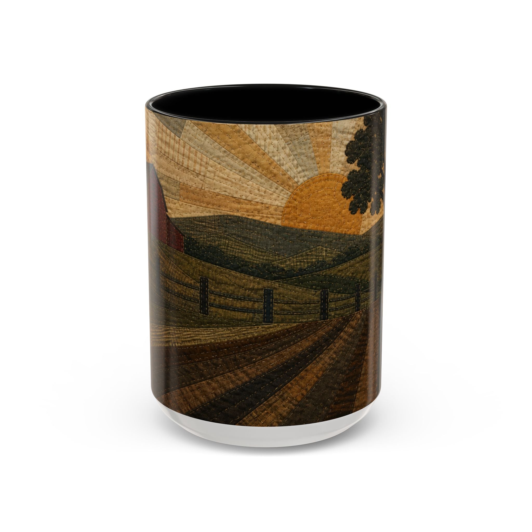 Farmhouse Coffee Mug – Quilted Pasture Sunset | Ceramic Accent Mug, 11oz or 15oz