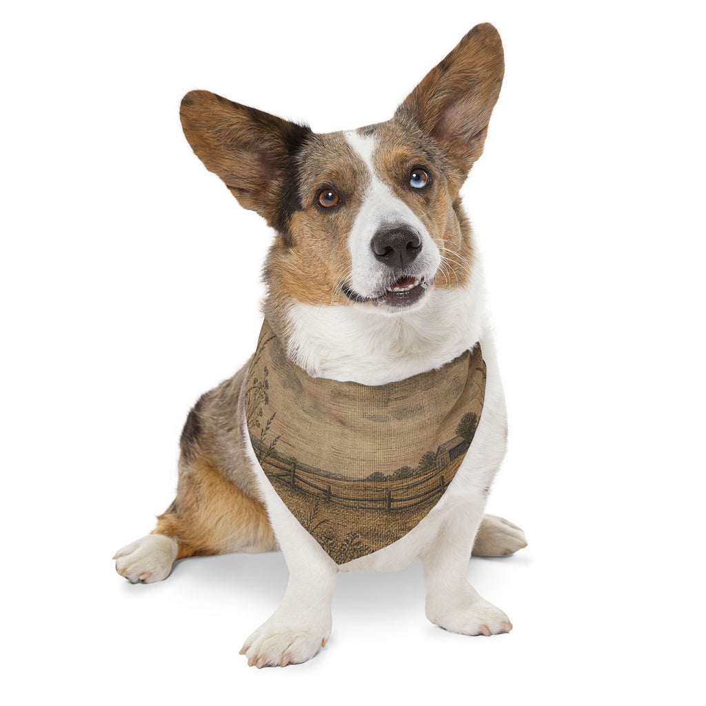 Dog Bandana Collar – Linen Field & Barn | Machine-Washable, S–XL