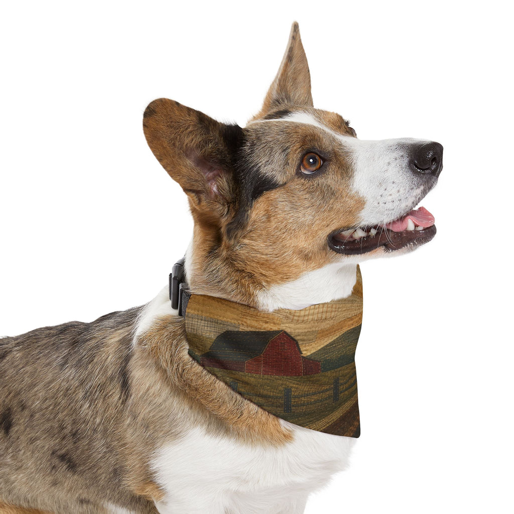 Dog Bandana Collar – Quilted Pasture Sunset | Machine-Washable, S–XL