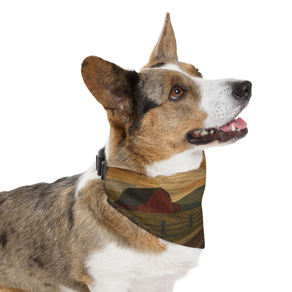 Dog Bandana Collar – Quilted Pasture Sunset | Machine-Washable, S–XL