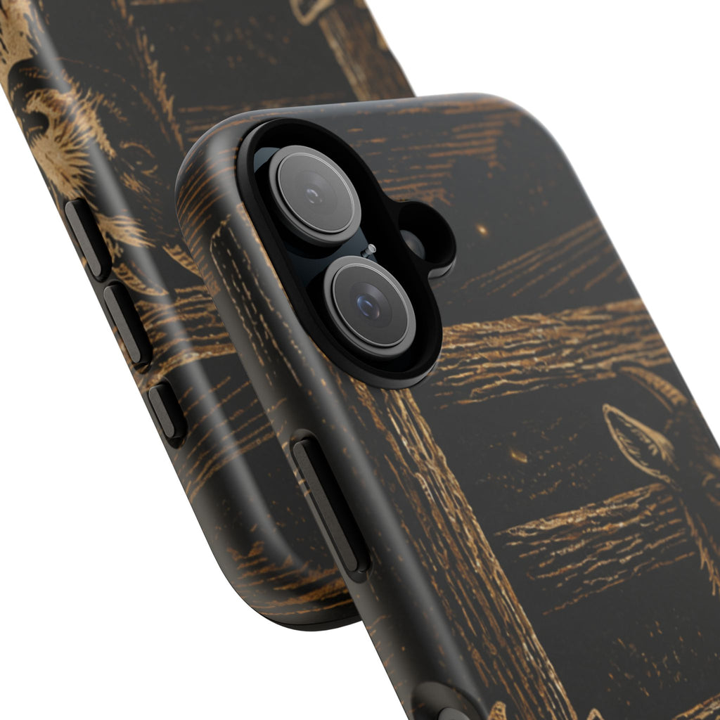 Goat iPhone Case – Pygmy Goats - Night Linocut Fireflies | Tough Dual-Layer Case, iPhone 11–17