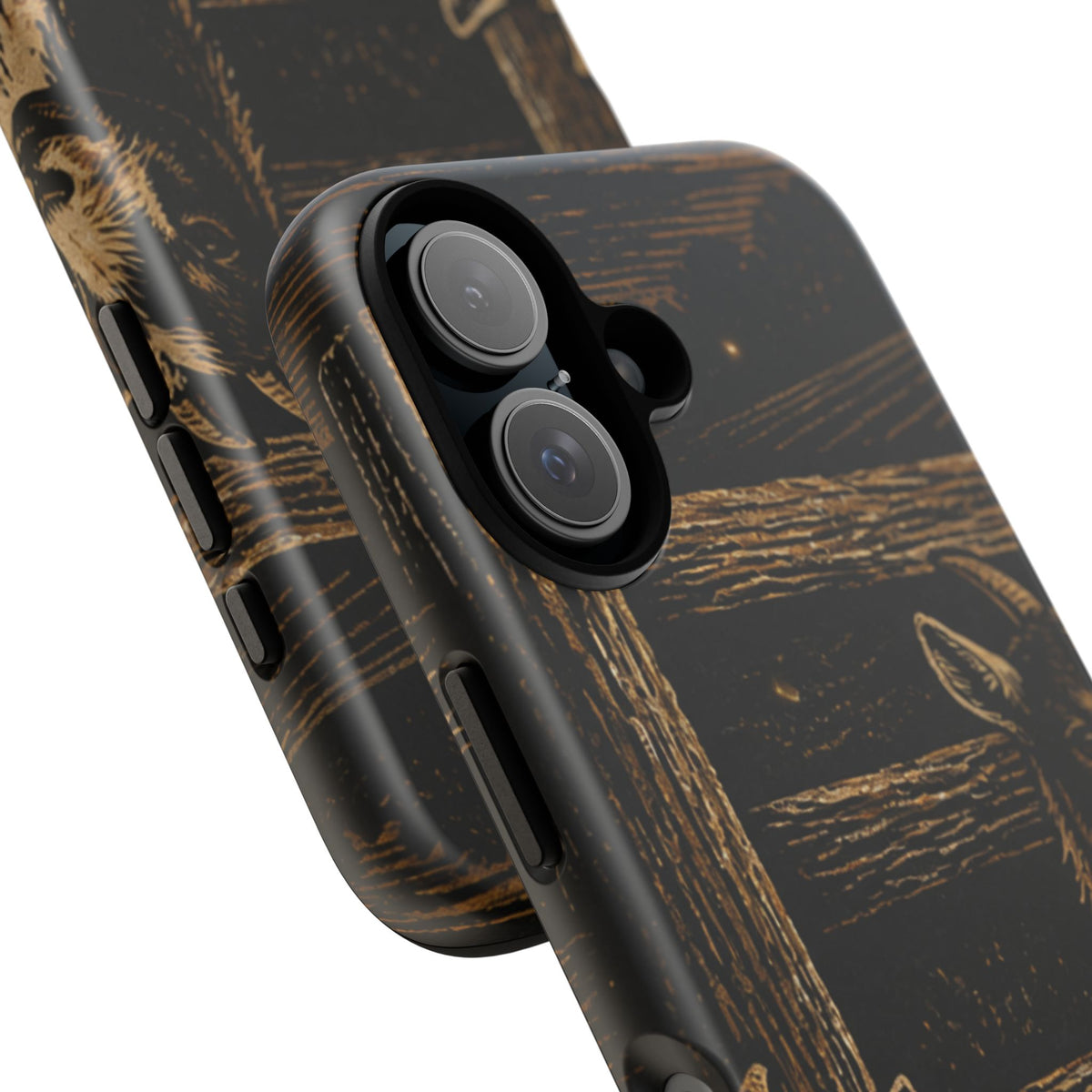 Goat iPhone Case – Pygmy Goats - Night Linocut Fireflies | Tough Dual-Layer Case, iPhone 11–17