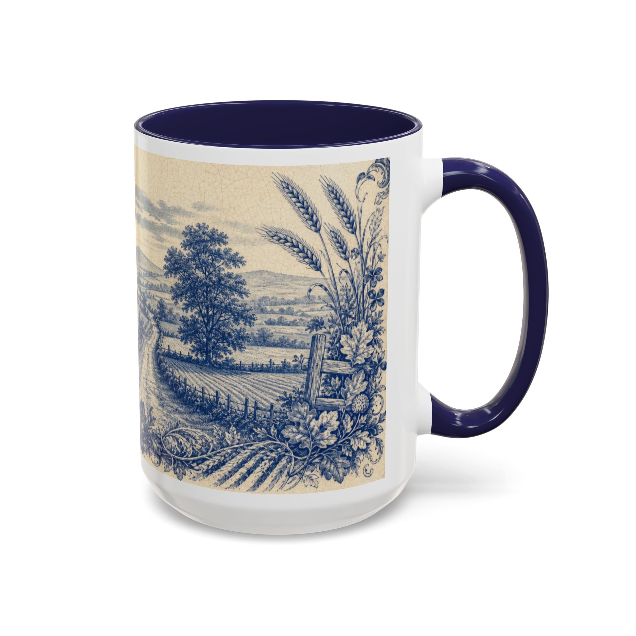 Farmhouse Coffee Mug – Blue Country Transferware | Ceramic Accent Mug, 11oz or 15oz