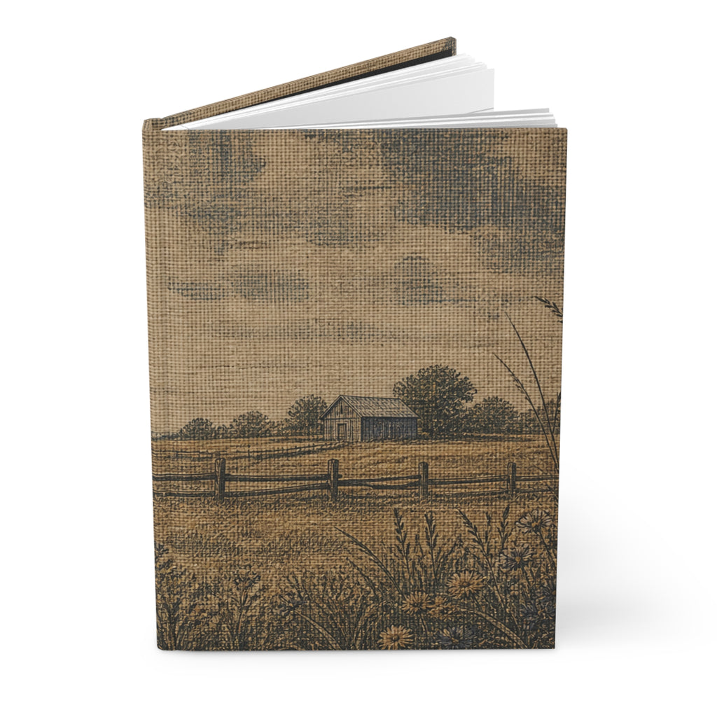 Hardcover Lined Journal – Linen Field & Barn | 150-Page Notebook, 5.75x8