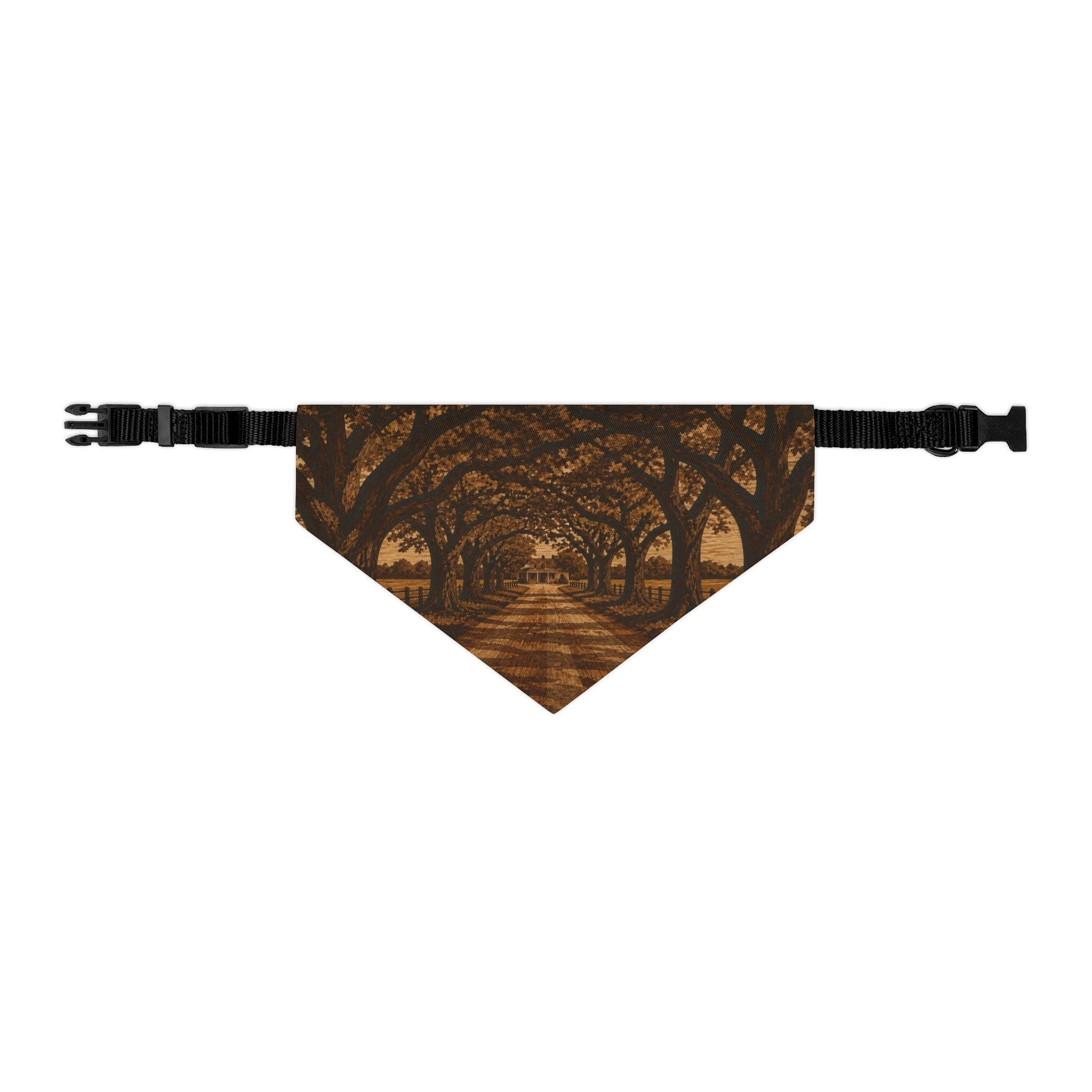 Dog Bandana Collar – Marquetry Live-Oak Lane | Machine-Washable, S–XL