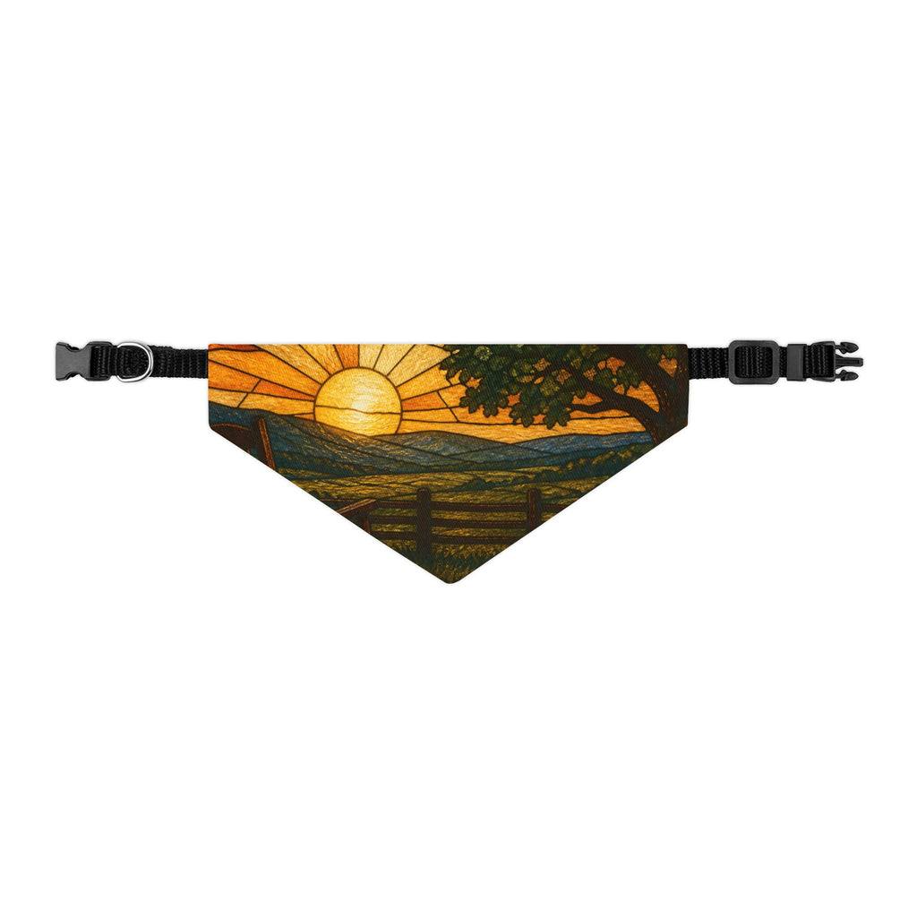Dog Bandana Collar – Stained Glass Porch Sunrise | Machine-Washable, S–XL