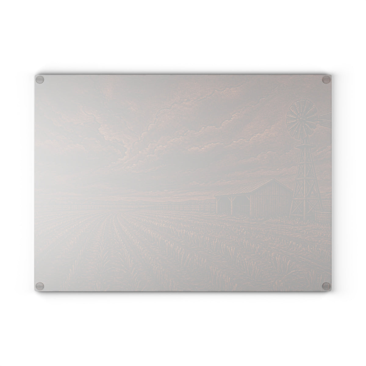 Windmill Glass Cutting Board – Embossed Leather Windmill | Tempered Glass Charcuterie & Serving Board