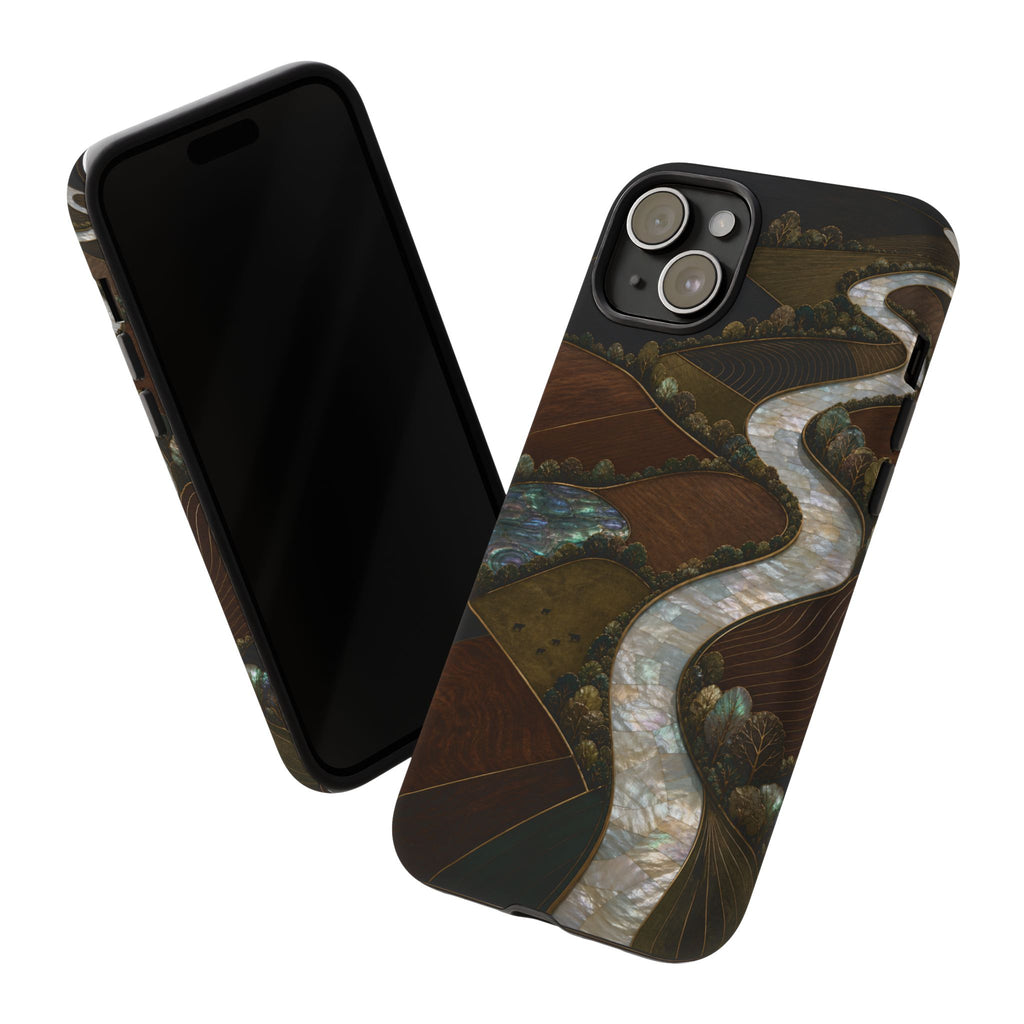 iPhone Case – River Fields Mother of Pearl | Tough Dual-Layer Case, iPhone 11–17