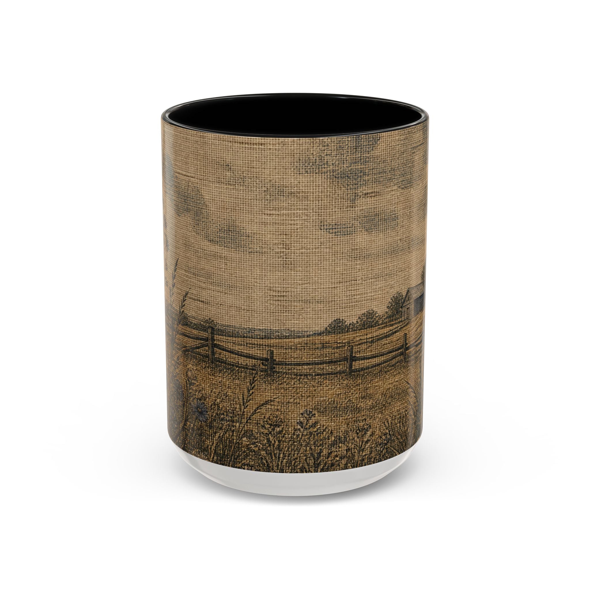 Farmhouse Coffee Mug – Linen Field & Barn | Ceramic Accent Mug, 11oz or 15oz