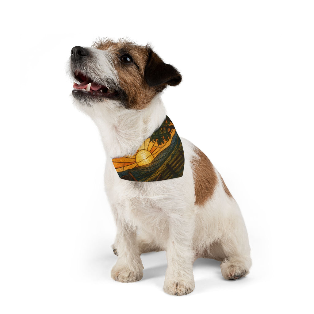 Dog Bandana Collar – Stained Glass Porch Sunrise | Machine-Washable, S–XL